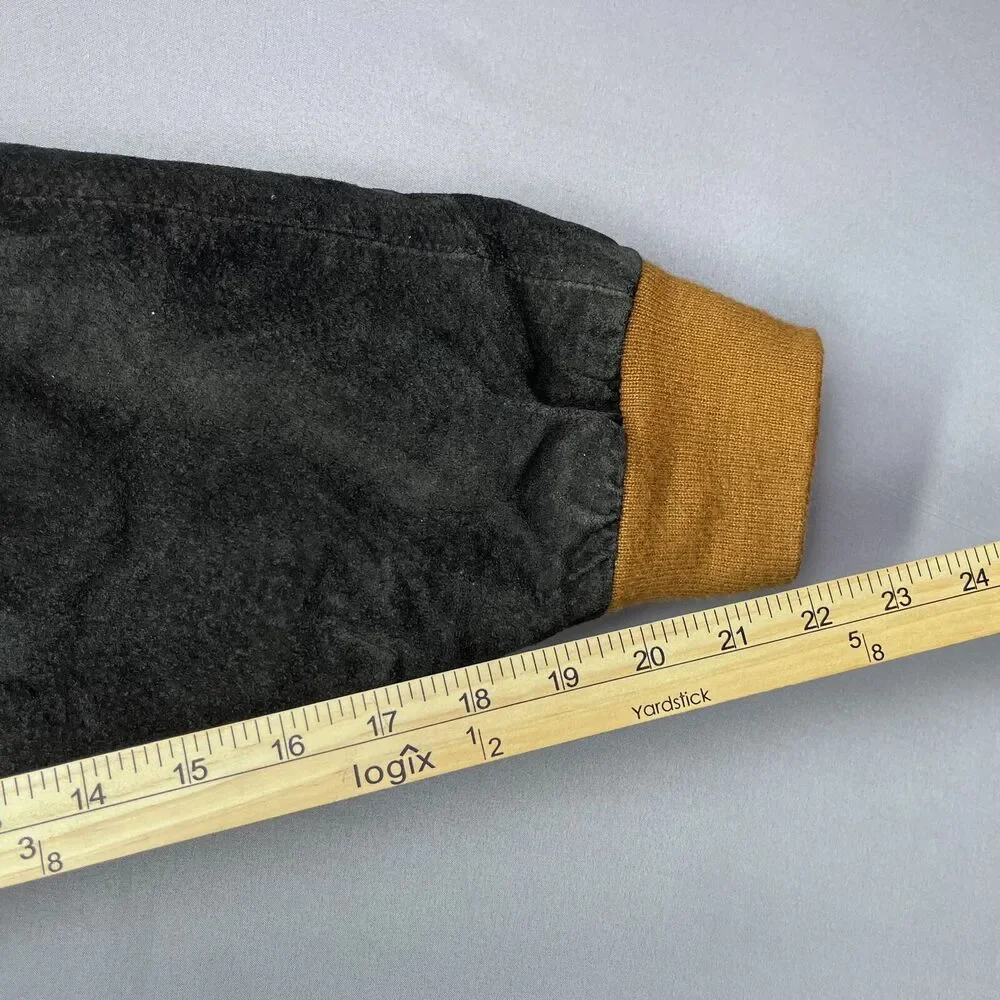 Vintage Tuskany Leather brown black patch pattern bomber jacket XL‎ - No ZIP